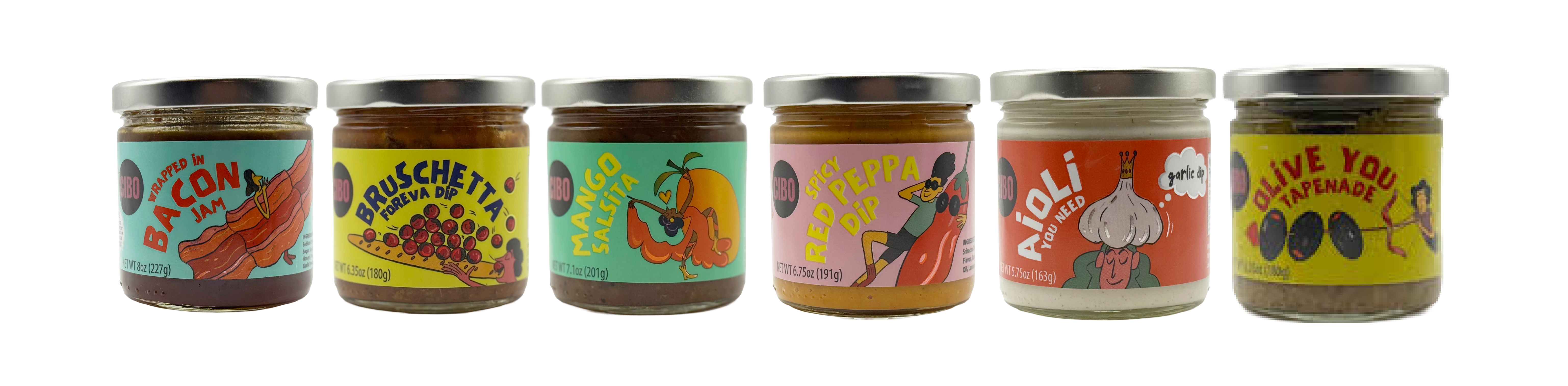 CIBO dips in jars